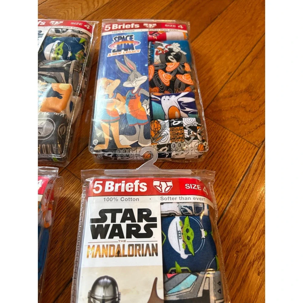 Handcraft Boys 20pk Briefs Size 4 Star Wars Mandalorian Space Jam New Legacy